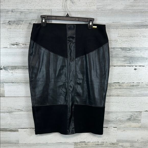 Andrew Marc New York Women's Faux Leather Suede Pencil Skirt Black Size M - Picture 1 of 6
